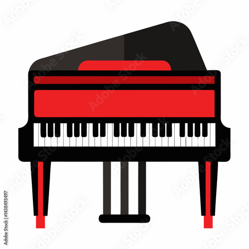 Piano Vector Illustration on White Background