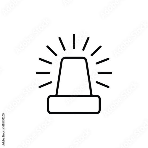 Simple Line Icon of a Flashing Emergency Light. flashing light, siren, police light, ambulance light, fire truck light line icon vector on white background