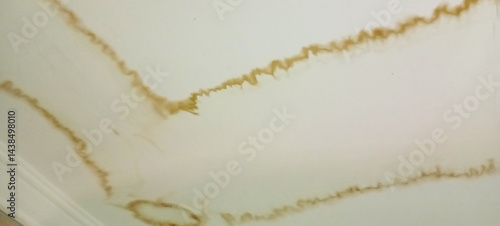 water and moisture damage damaged room ceiling.damaged and stained interior ceiling due to water leak.stained bathroom ceiling