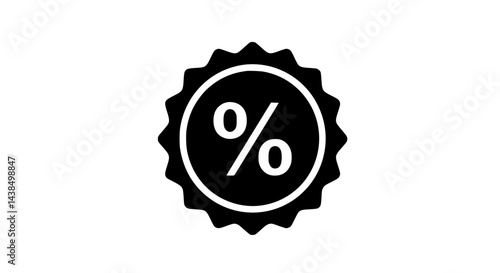 A black and white logo with a red circle and a black percent sign