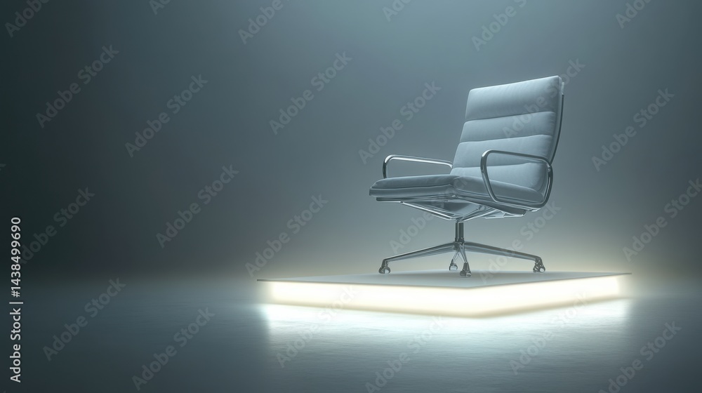 Modern Office Chair on Pedestal with Soft Lighting and Minimalist Design Modern Office Chair on Pedestal with Soft Lighting and Minimalist Design