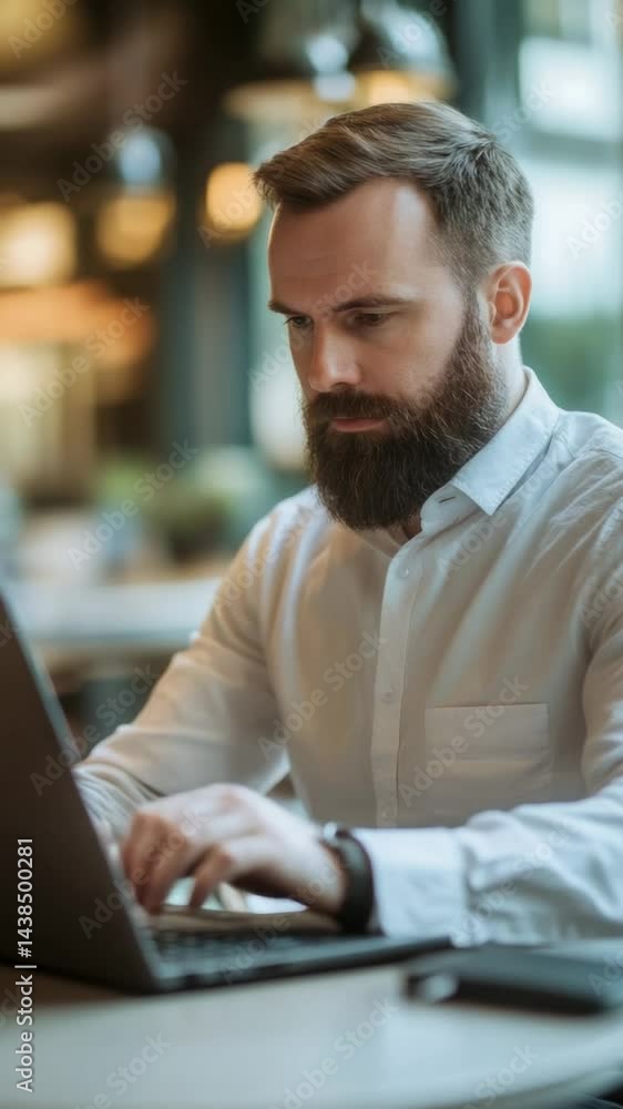 Professional man working on a laptop in an office environment. Professional man working on a laptop in an office environment.