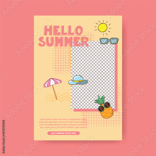 Editable print flyer or poster for summer sale, tropical summer beach pool party a4 size vertical poster design with tropical summer vector background, summer Holiday and tour poster or flyer