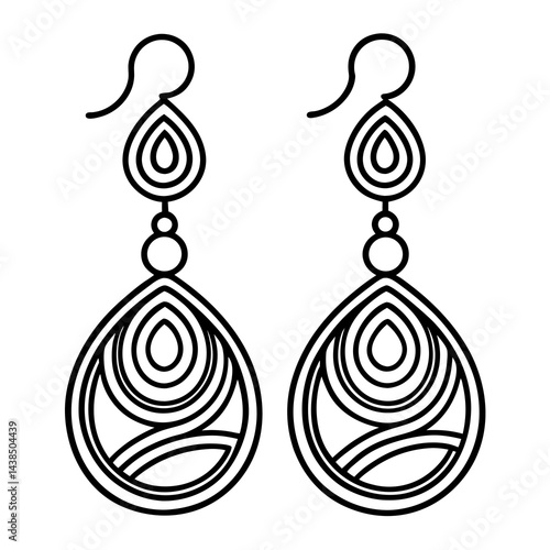 Elegant Teardrop Dangle Earrings Fashion Jewelry Design Illustration
