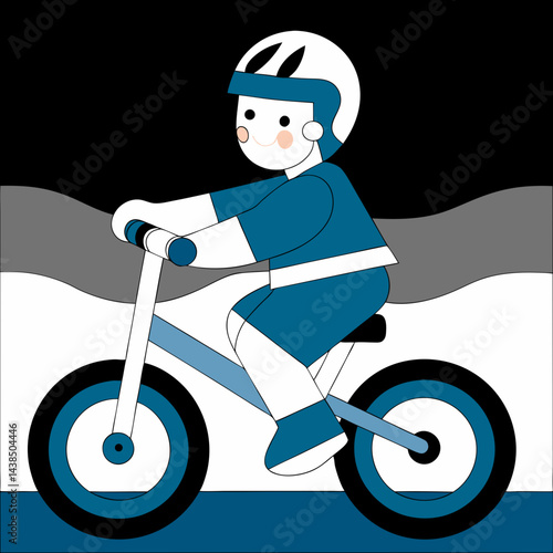 Vector illustration of a boy riding a bi cycle