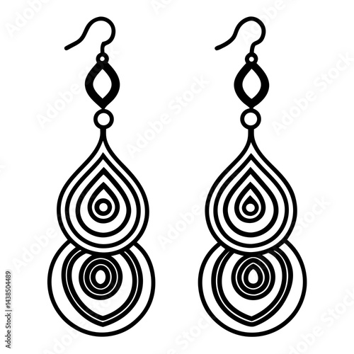 Elegant Black and White Geometric Drop Earrings Design