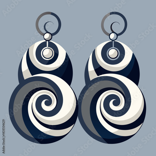 Elegant Swirl Pattern Double Circle Earrings Design