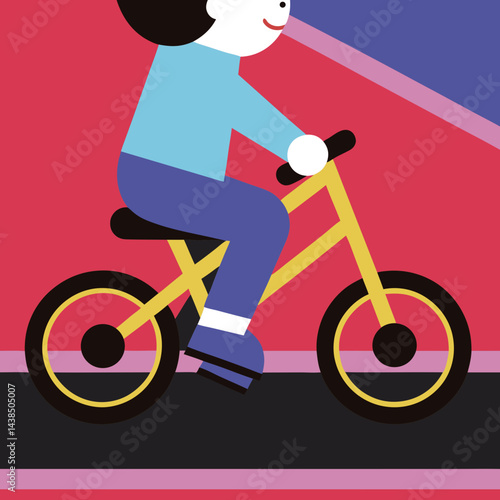 Vector illustration of a boy riding a bi cycle