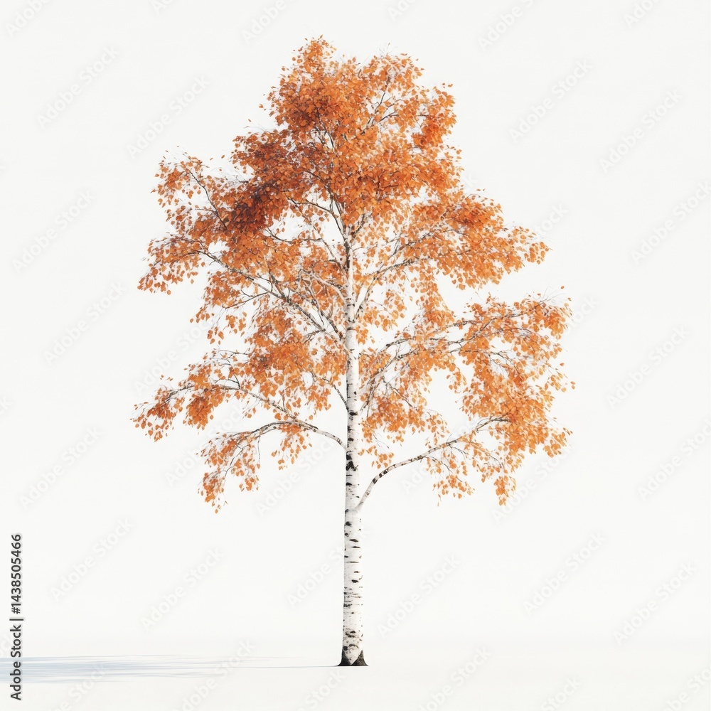 Fototapeta premium Autumn birch tree isolated on white background (1)