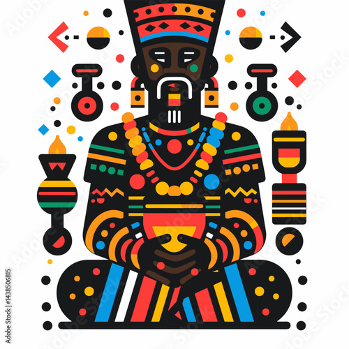 Colorful face of African American man, vector illustration