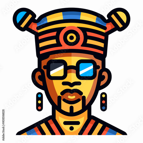 Colorful face of African American man, vector illustration