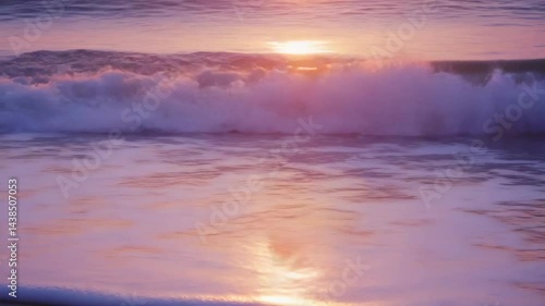 Wallpaper Mural Beach at sunset with waves on shore. Torontodigital.ca