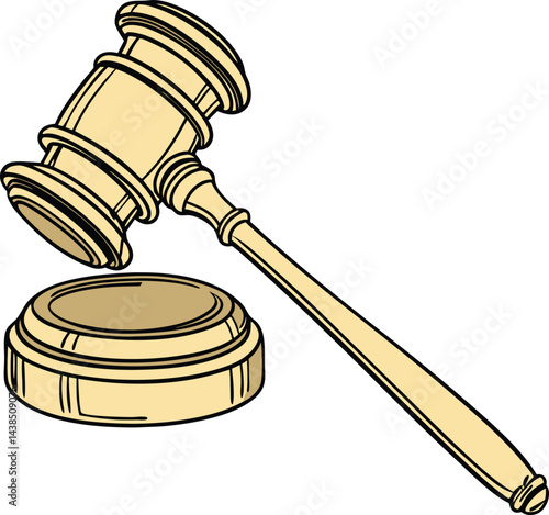 Gavel icon black silhouette justice emblem vector graphic with minimalist design and crisp edges