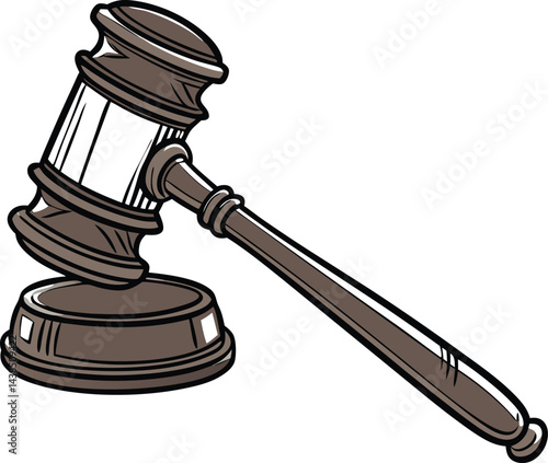 Gavel icon black silhouette justice emblem vector graphic with minimalist design and crisp edges