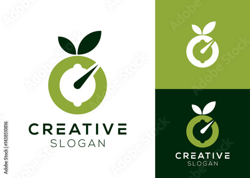 Calorimeter or lemon with meter logo design for diet and healthy food