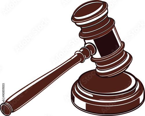 Gavel icon black silhouette justice emblem vector graphic with minimalist design and crisp edges