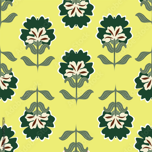 Abstract Digital Hand Drawn Seamless floral pattern background. ready for print digital flower textile allover design