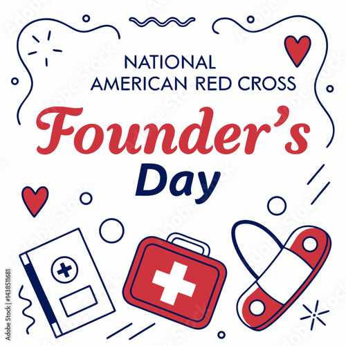 NATIONAL AMERICAN RED CROSS FOUNDER'S DAY vector illustration