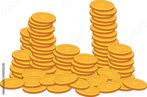 vector illustration of a stack of gold coins, suitable for finance, marketing, stocks and business world