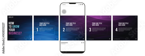 Set of Linkedin Carousel Post, editable social media Instagram carousel post, modern and creative business carousel post template, eps 10.