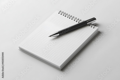 Wallpaper Mural CloseUp of a Spiral Notebook with Grid Paper and Black Pen on White Surface Torontodigital.ca