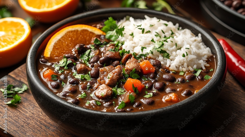 **Hearty Brazilian Feijoada Black Bean Stew With Pork, Served With White Rice, Orange Slices, And Farofa, Styled For Festive Food Ad --Ar 16:9 --S 260** - @Darya (Relaxed) **Hearty Brazilian Feijoada Black Bean Stew With Pork, Served With White Rice, Orange Slices, And Farofa, Styled For Festive Food Ad --Ar 16:9 --S 260** - @Darya (Relaxed)