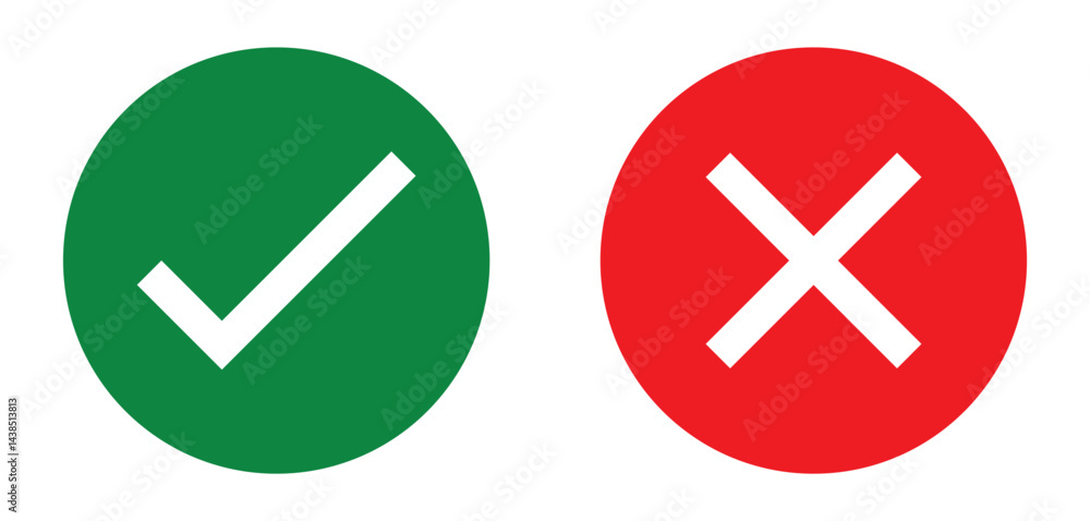 Approval and rejection warning icons Approval and rejection warning icons