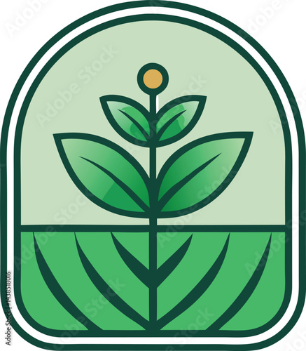 Green Plant Logo Design in Arch Emblem