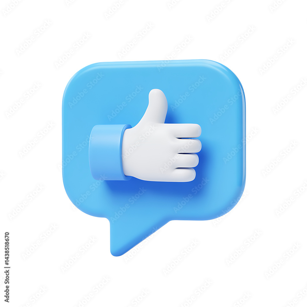 3D Render of a Thumbs Up in a Blue Speech Bubble on transparent background 3D Render of a Thumbs Up in a Blue Speech Bubble on transparent background