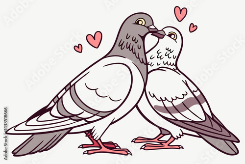 two pigeons on a white