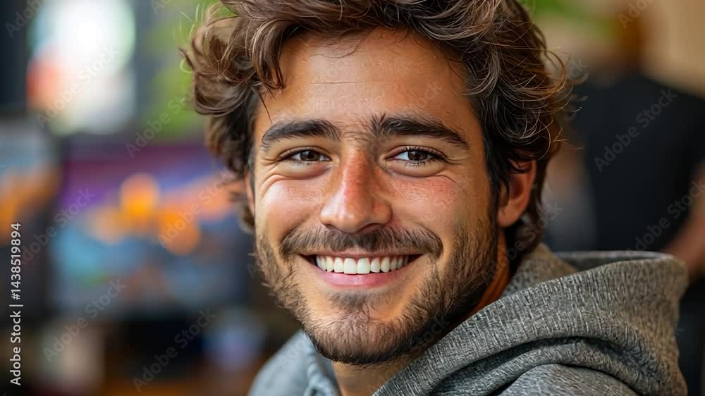 Close Up Portrait Of Smiling Man Close Up Portrait Of Smiling Man