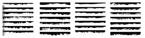 black brushstroke vector set, abstract brush texture on transparent background. Graphic element for design
