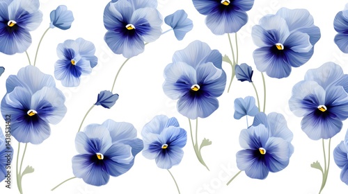 Professional Seamless Pattern with Blue and Coral Color Flowers for Design Projects