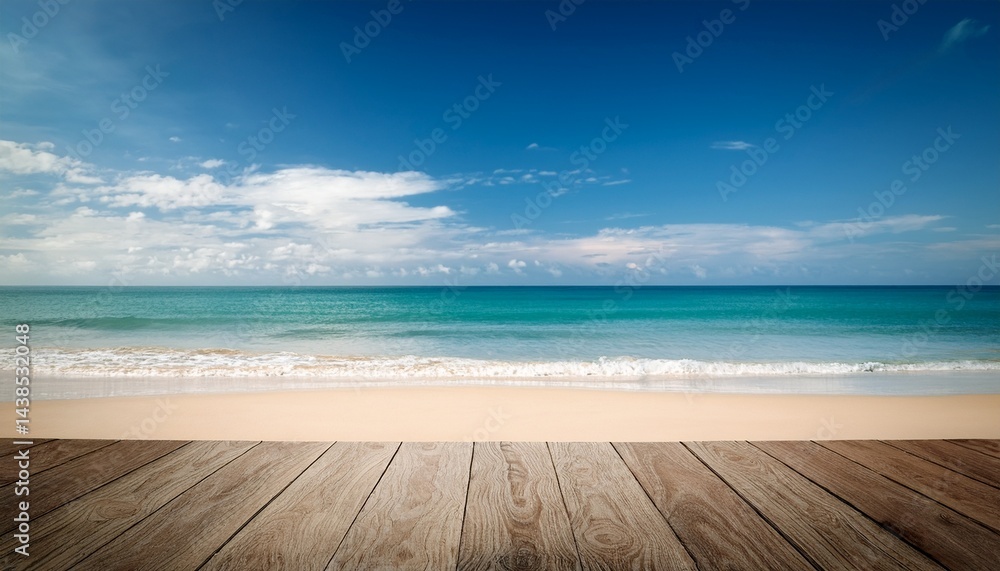 Fototapeta premium beach background and empty wooden