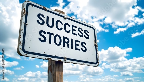 Road sign success stories motivational message