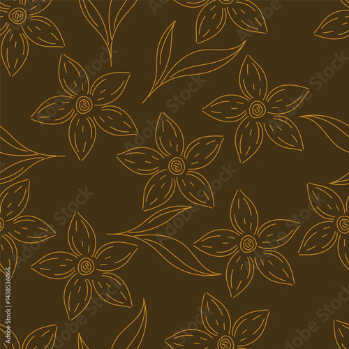 Abstract Digital Hand Drawn Seamless floral pattern background. ready for print digital flower textile allover design