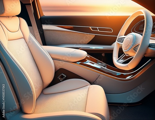 Wallpaper Mural luxury car interior white leather seats modern design comfort automotive Torontodigital.ca