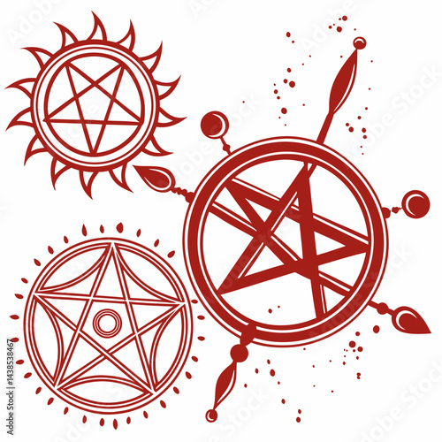 Ritual Symbols Painted in Living Red