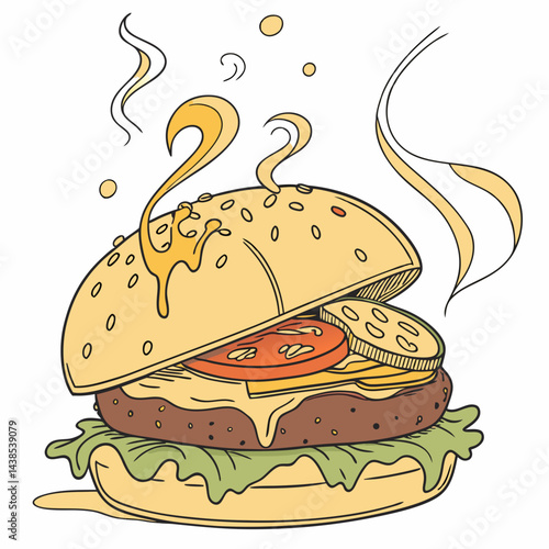 Juicy Burger Meltdown with Cheese Dripping and Flavor Exploding
