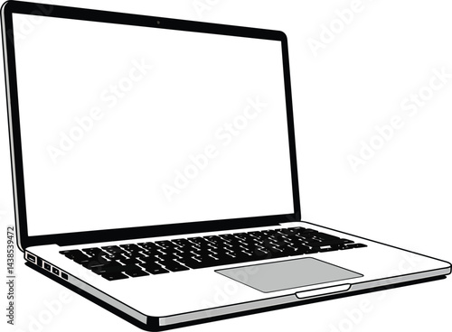 Black and White Laptop Vector Illustration