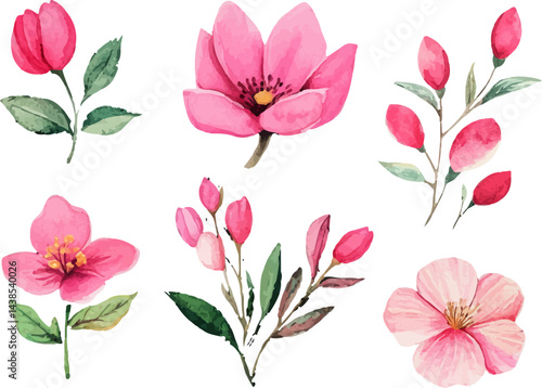 Wallpaper Mural seamless pattern with pink flowers Torontodigital.ca