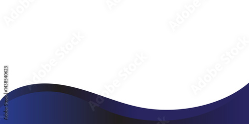A sophisticated abstract graphic featuring a dynamic, flowing, navy blue wave design against a clean white background.