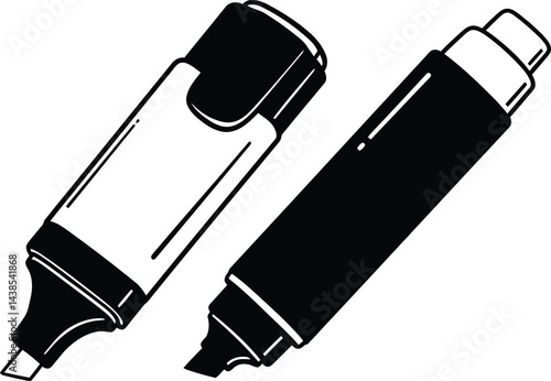 Black and White Vector Highlighter and Marker