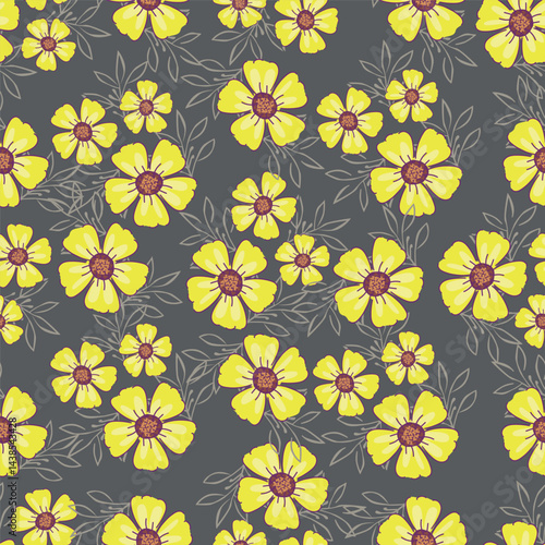 Abstract Digital Hand Drawn Seamless floral pattern background. ready for print digital flower textile allover design