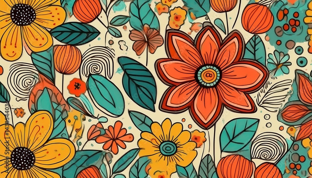 a summer pattern of flowers and doodles simple modern drawing floral texture for textiles and fashion design a summer pattern of flowers and doodles simple modern drawing floral texture for textiles and fashion design