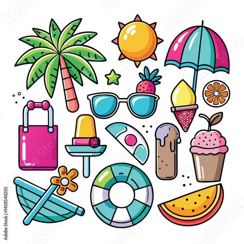Colorful Summer Vacation Icons