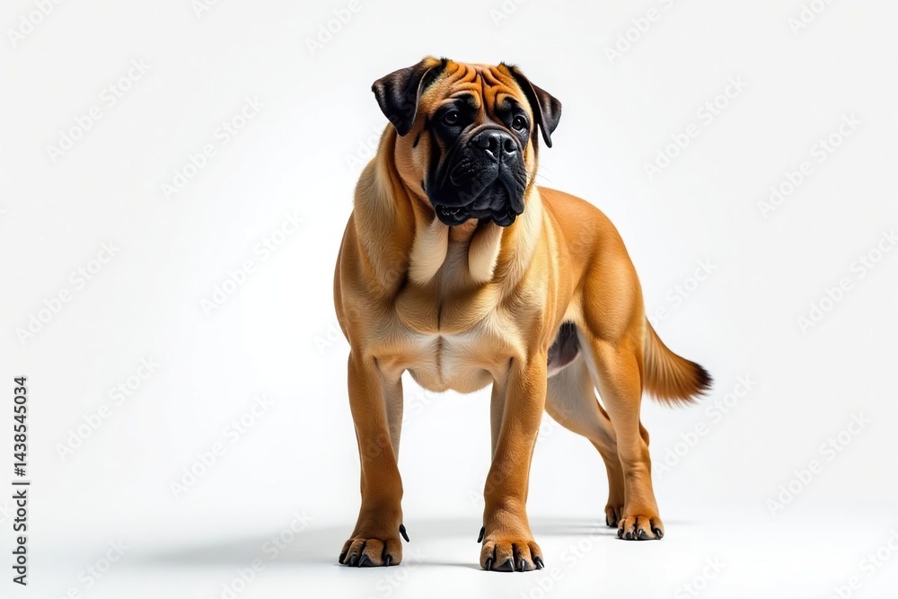 Obraz premium Majestic mastiff, powerful stance, white background, white, white background, dog breeds