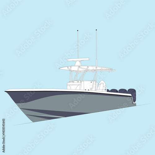 Boat Vector Line Art Illustration
