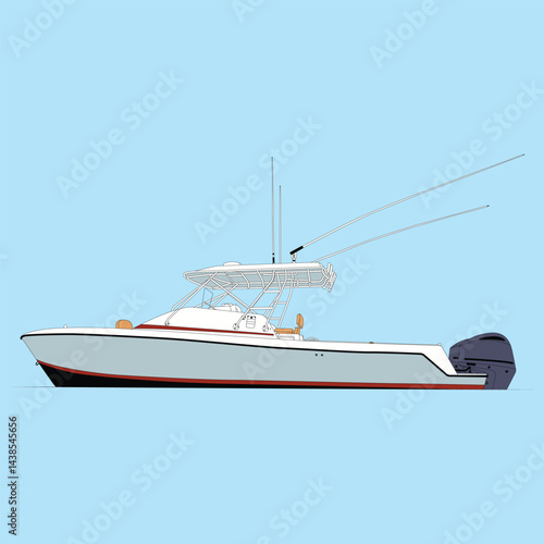 Boat Vector Line Art Illustration
