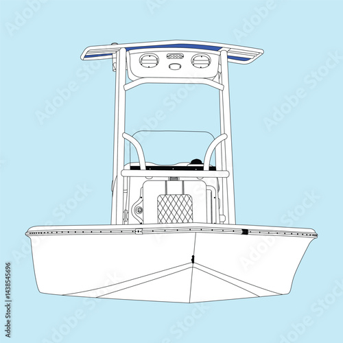 Boat Vector Line Art Illustration